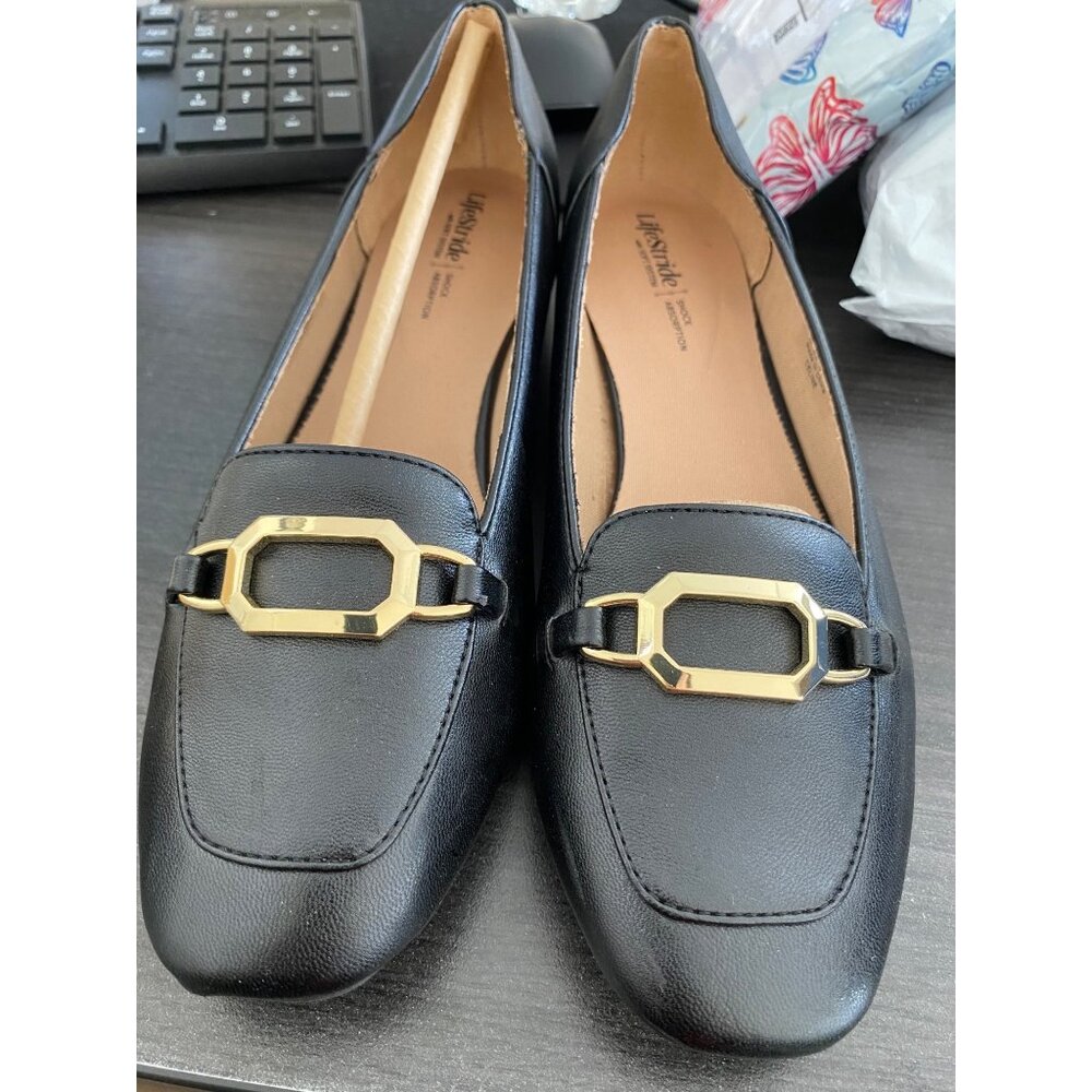 LifeStride Womens Celine Ballerina Block Heel Flats Black Size 9M Defected - Picture 7 of 7